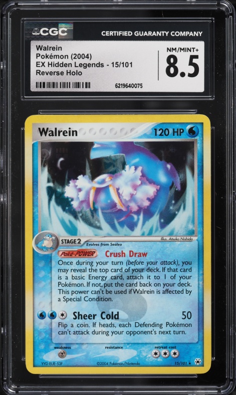 2004 Pokemon EX Hidden Legends Reverse Holo Walrein #15 CGC 8.5 NM-MT+