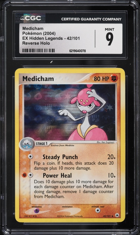 2004 Pokemon EX Hidden Legends Reverse Holo Medicham #42 CGC 9 MINT