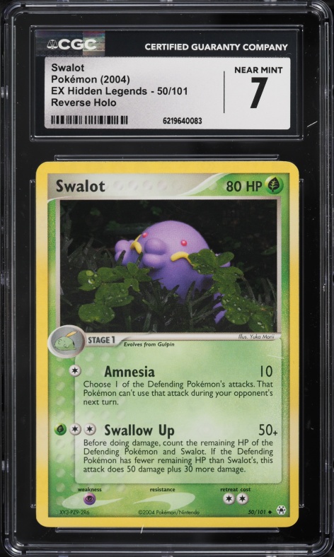 2004 Pokemon EX Hidden Legends Reverse Holo Swalot #50 CGC 7 NRMT