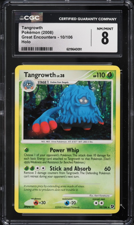 2008 Pokemon Diamond & Pearl Great Encounters Holo Tangrowth #10 CGC 8 NM-MT