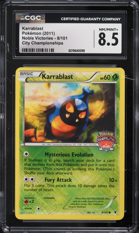 2011 Pokemon Noble Victories City Championships Karrablast #8 CGC 8.5 NM-MT+