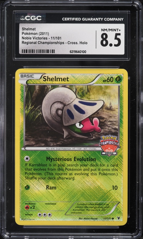 2011 Pokemon Noble Victories Regional Championships Cross. Holo Shelmet #11 CGC 8.5 NM-MT+