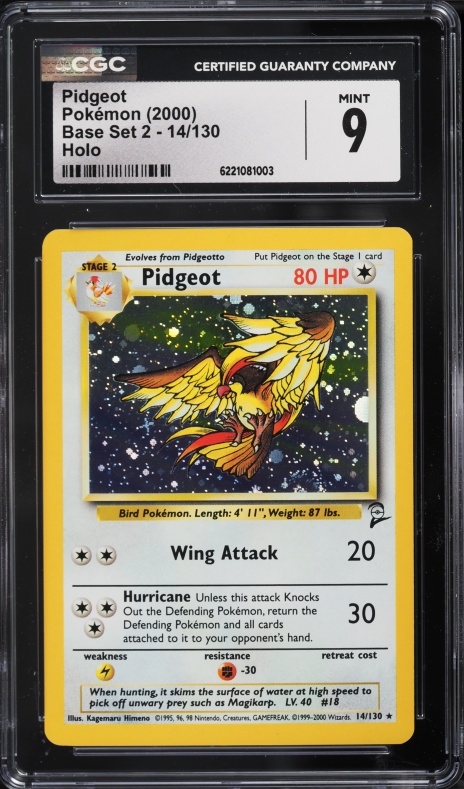 2000 Pokemon Base Set 2 Holo Pidgeot #14 PSA 10 GEM MINT on