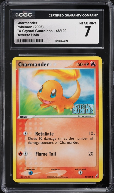 2006 Pokemon EX Crystal Guardians Reverse Holo Charmander #48 CGC 7 NRMT