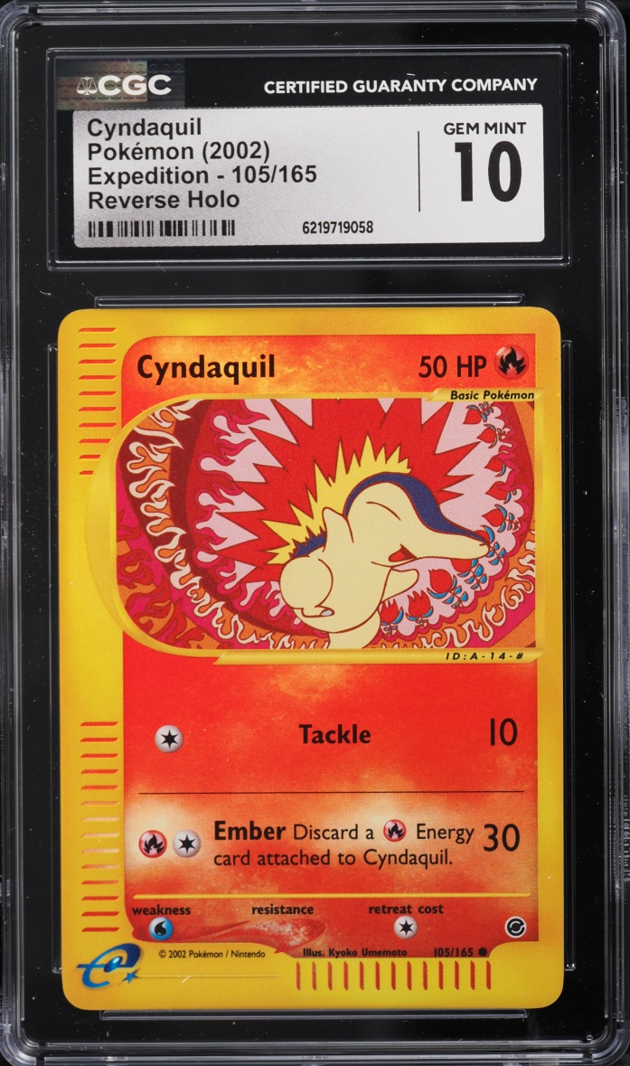 2002 Pokemon Expedition Reverse Holo Cyndaquil #105 CGC 10 GEM MINT