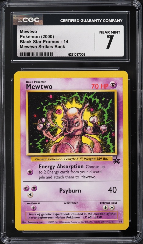 2000 Pokemon Black Star Promo Strikes Back Mewtwo #14 CGC 7 NRMT