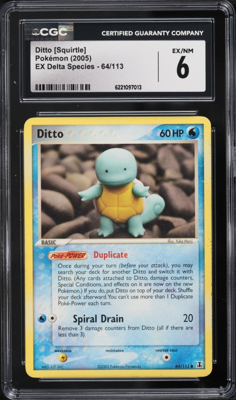 2005 Pokemon EX Delta Species Ditto Squirtle #64 CGC 6 EXMT