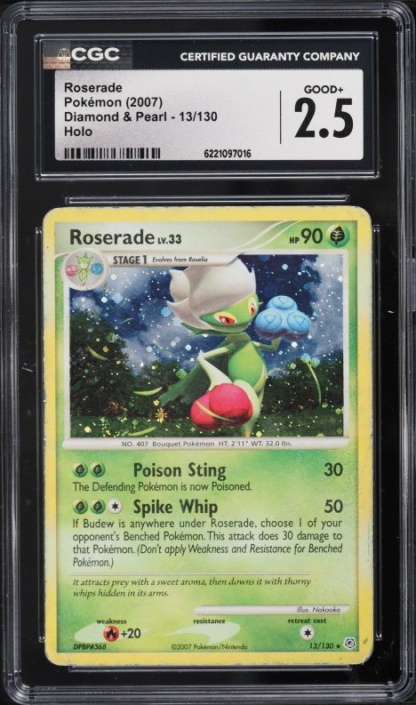 2007 Pokemon Diamond & Pearl Holo Roserade #13 CGC 2.5 GD+