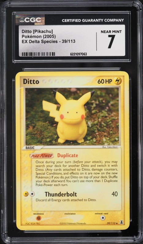 2005 Pokemon EX Delta Species Ditto Pikachu #39 CGC 7 NRMT