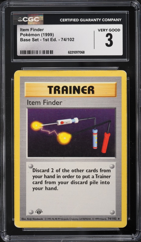 1999 Pokemon Base Set Shadowless 1st Edition Item Finder #74 CGC 3 VG