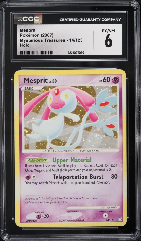 2007 Pokemon Diamond & Pearl Mysterious Treasures Holo Mesprit #14 CGC 6 EXMT