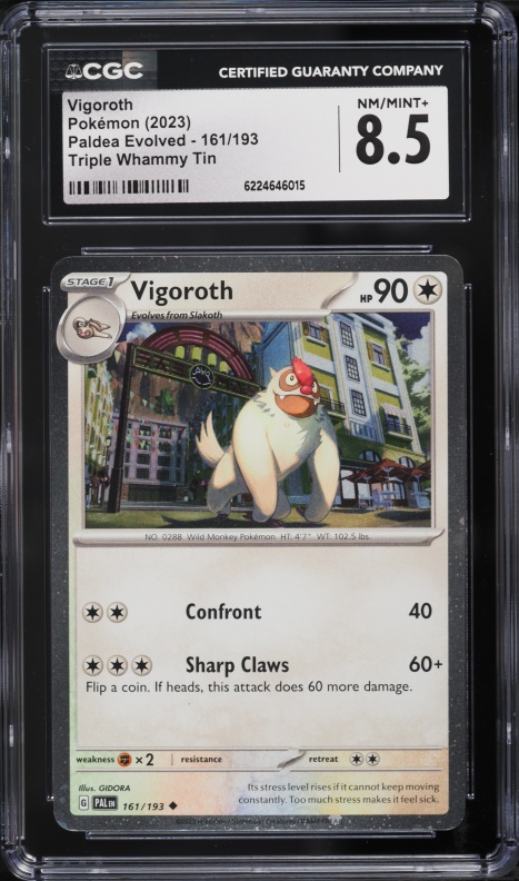 2023 Pokemon Scarlet & Violet Paldea Evolved Triple Whammy Tin Vigoroth #161 CGC 8.5 NM-MT+