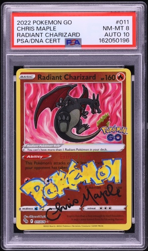 2022 Pokemon Go Radiant Charizard Chris Maple AUTO DNA 10 #011 PSA 8 NM-MT