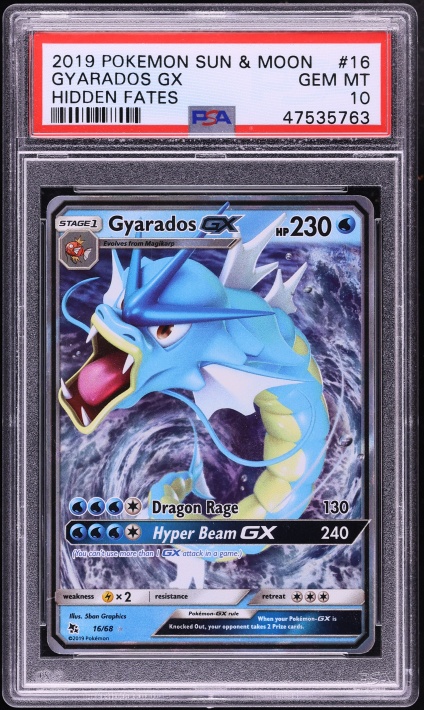 2019 Pokemon Sun & Moon Hidden Fates Gyarados GX #16 PSA 10 GEM MINT