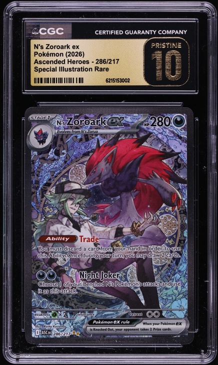 2026 Pokemon Mega Evolution Ascended Heroes SIR N's Zoroark ex #286 CGC 10 PRISTINE