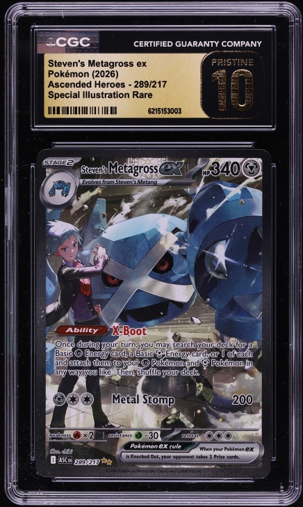 2026 Pokemon Mega Evolution Ascended Heroes SIR Steven's Metagross Ex #289 CGC 10 PRISTINE