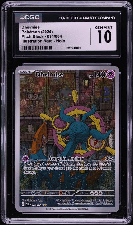 2026 Pokemon Mega Evolution Pitch Black IR Dhelmise #91 CGC 10 GEM MINT