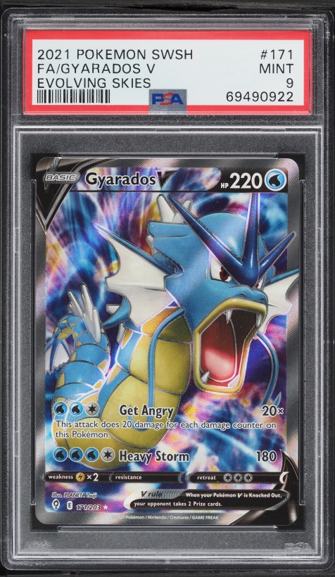2021 Pokemon Sword & Shield Evolving Skies Full Art Gyarados V #171 PSA 9 MINT