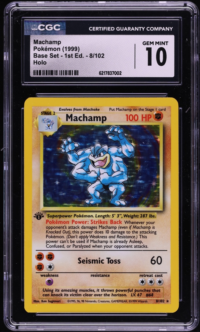 1999 Pokemon Base Set 1st Edition Holo Machamp #8 CGC 10 GEM MINT