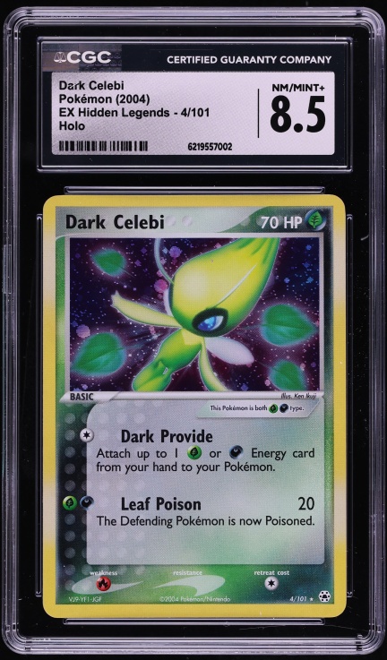 2004 Pokemon EX Series EX Hidden Legends Holo Dark Celebi #4/101 CGC 8.5 NM-MT+
