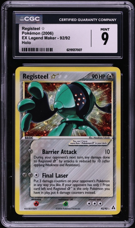 2006 Pokemon EX Legend Maker Holo Registeel Gold Star #92 BGS 9.5