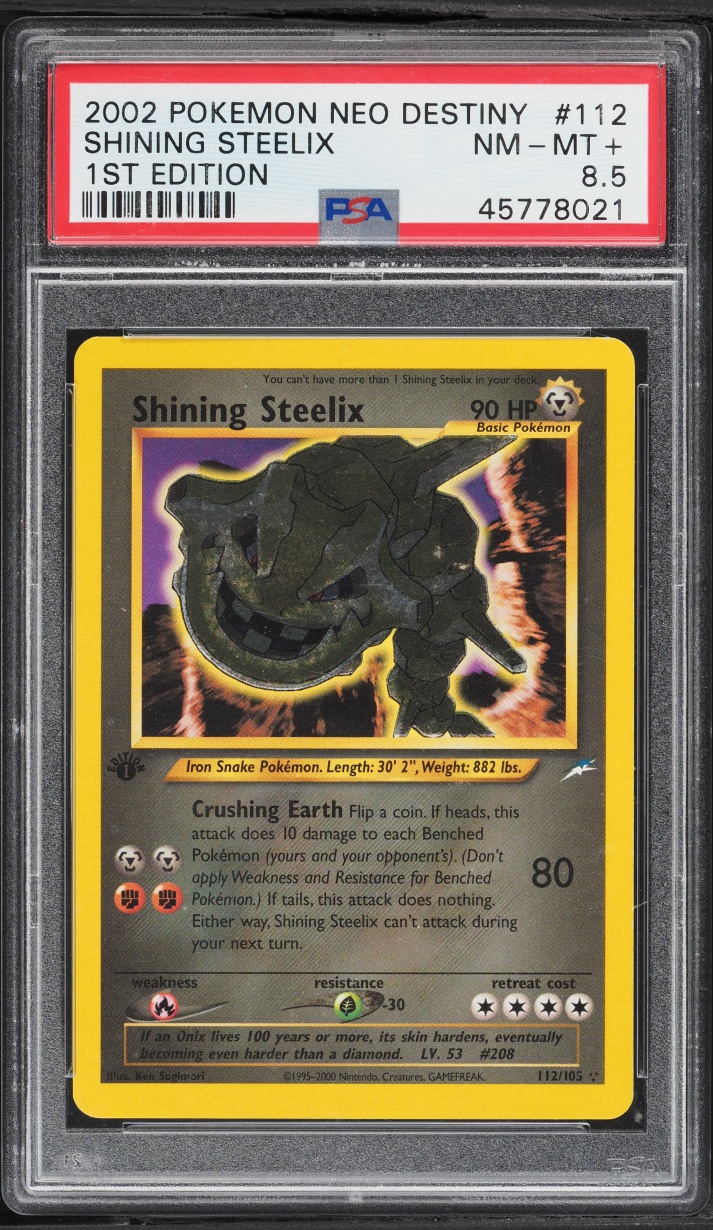2002 Pokemon Neo Destiny 1st Edition Shining Steelix #112 PSA 8.5 NM-M+