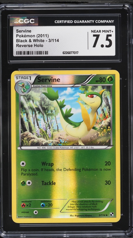 2011 Pokemon Black & White Reverse Holo Servine #3 CGC 7.5 NRMT+