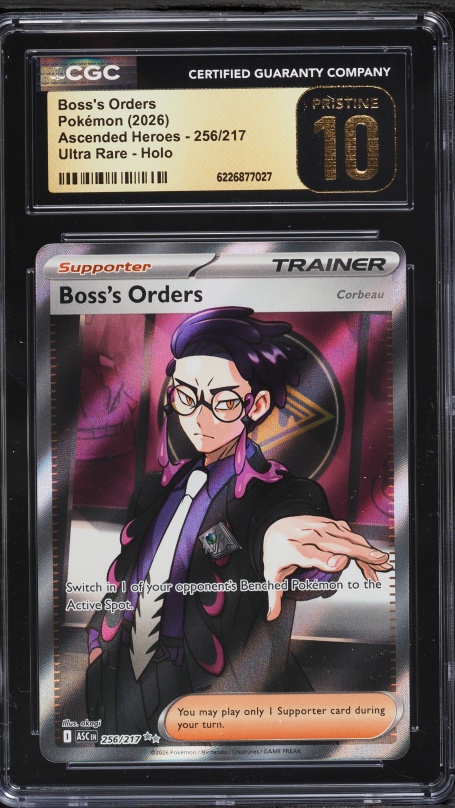 2026 Pokemon Mega Evolution Ascended Heroes Full Art Boss's Orders Corbeau #256 CGC 10 PRISTINE