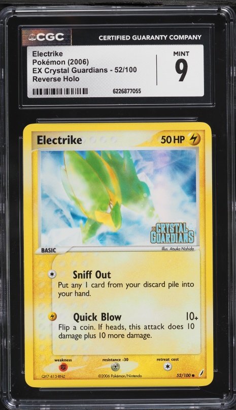 2006 Pokemon EX Crystal Guardians Reverse Holo Electrike #52 CGC 9 MINT