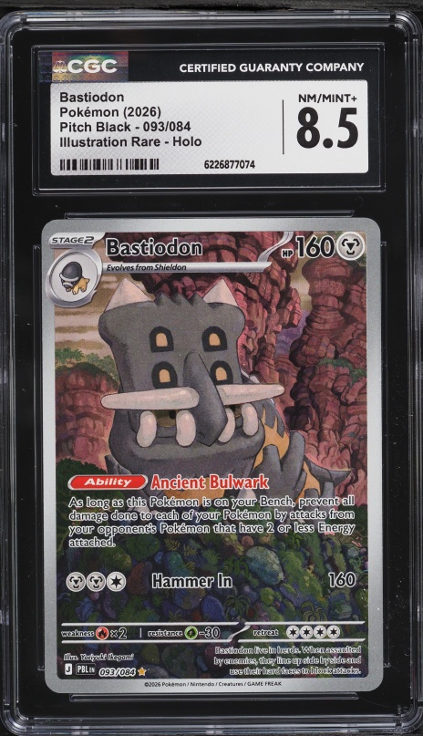 2026 Pokemon Mega Evolution Pitch Black IR Bastiodon #93 CGC 8.5 NM-MT+