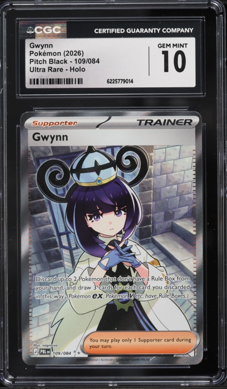 2026 Pokemon Mega Evolution Pitch Black Full Art Gwynn #109 CGC 10 GEM MINT