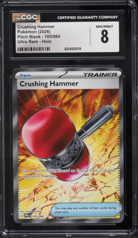 2026 Pokemon Mega Evolution Pitch Black Full Art Crushing Hammer #105 CGC 8 NM-MT