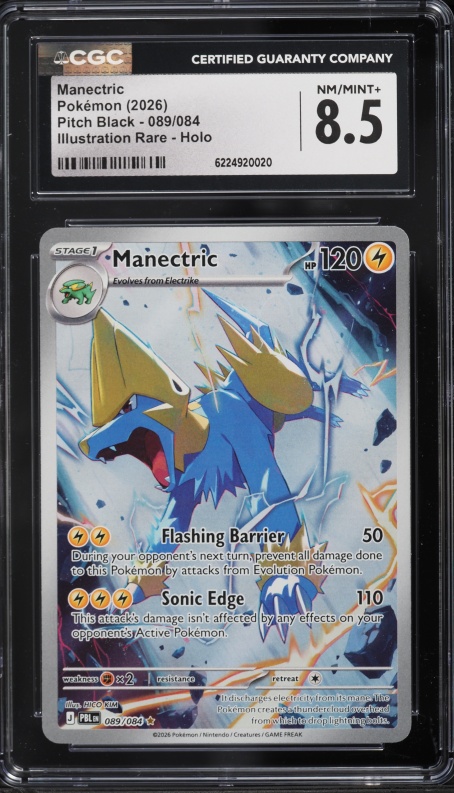 2026 Pokemon Mega Evolution Pitch Black IR Manectric #89 CGC 8.5 NM-MT+