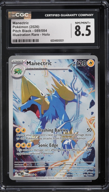 2026 Pokemon Mega Evolution Pitch Black IR Manectric #89 CGC 8.5 NM-MT+