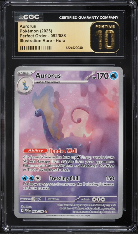 2026 Pokemon Scarlet & Violet Perfect Order IR Aurorus #92 CGC 10 PRISTINE
