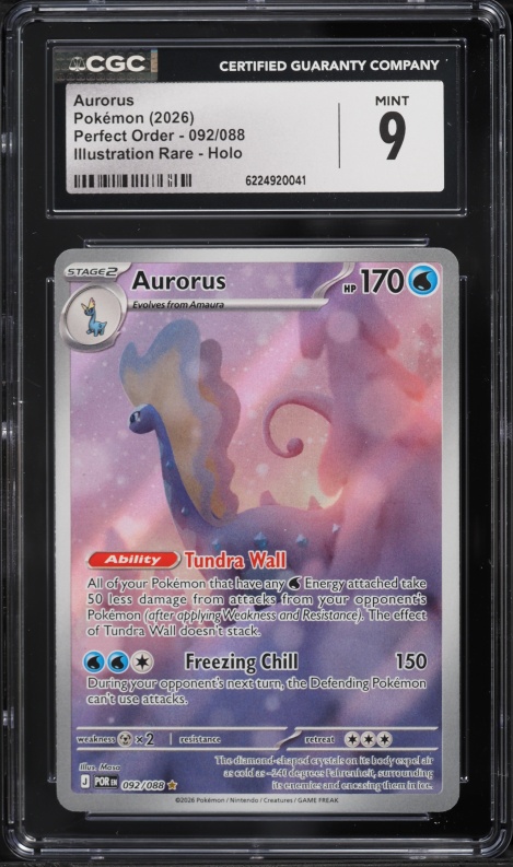 2026 Pokemon Scarlet & Violet Perfect Order IR Aurorus #92 CGC 9 MINT