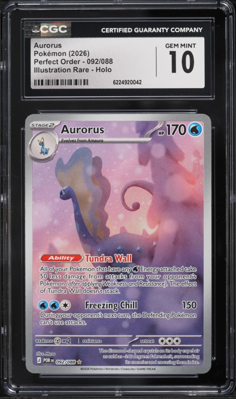 2026 Pokemon Scarlet & Violet Perfect Order IR Aurorus #92 CGC 10 GEM MINT