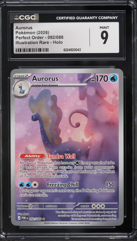 2026 Pokemon Scarlet & Violet Perfect Order IR Aurorus #92 CGC 9 MINT