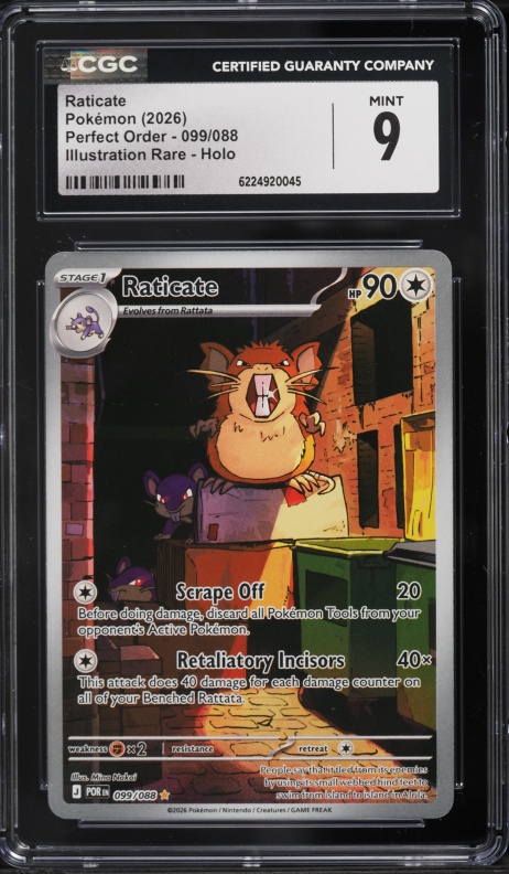 2026 Pokemon Mega Evolution Perfect Order IR Holo Raticate #99 CGC 9 MINT
