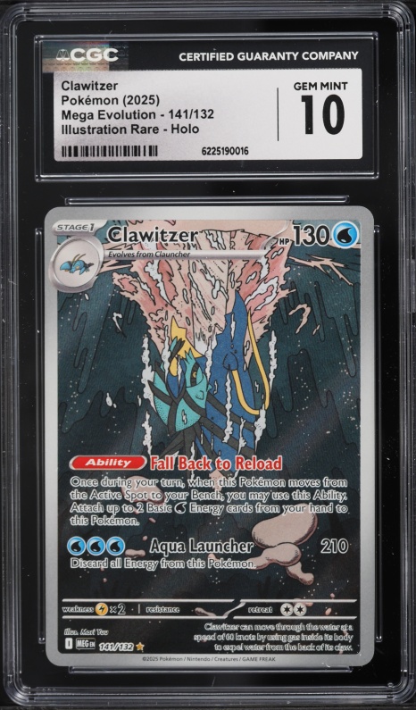 2025 Pokemon Mega Evolution IR Clawitzer #141 CGC 10 GEM MINT