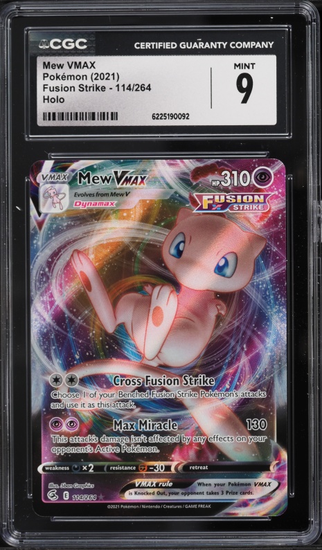 2021 Pokemon Sword & Shield Fusion Strike Alt Art Mew Vmax #114 CGC 9 MINT