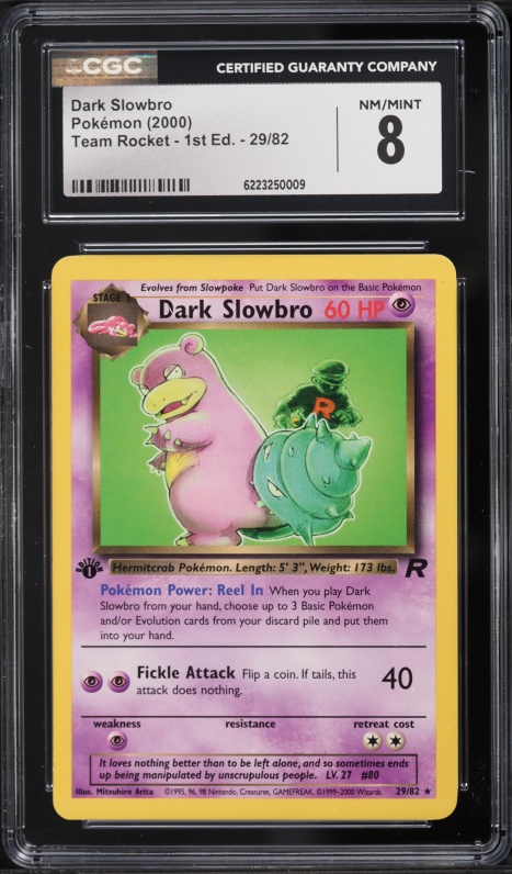 2000 Pokemon Team Rocket 1st Edition Dark Slowbro #29 CGC 8 NM-MT