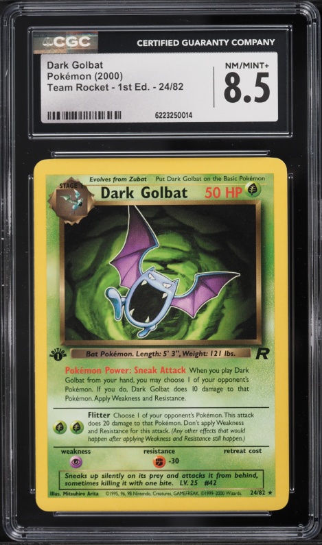 2000 Pokemon Team Rocket 1st Edition Dark Golbat #24 CGC 8.5 NM-MT+