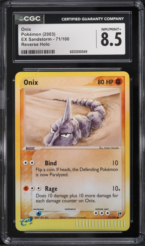 2003 Pokemon EX Sandstorm Reverse Holo Onix #71 CGC 8.5 NM-MT+