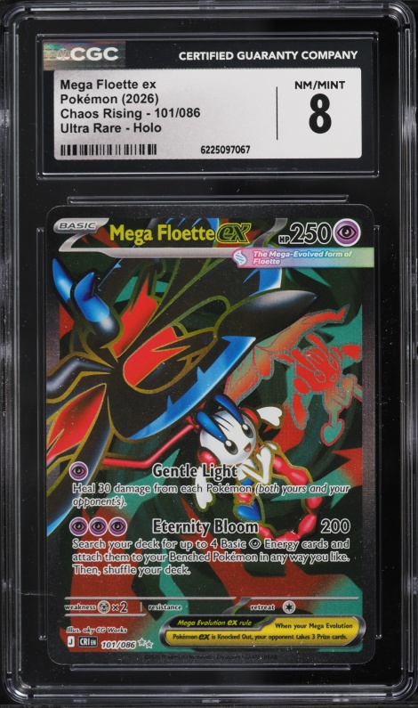 2026 Pokemon Mega Evolution Chaos Rising Full Art Mega Floette Ex #101 CGC 8 NM-MT