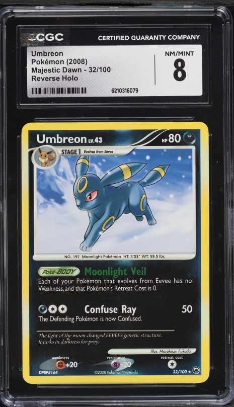 2008 Pokemon Diamond & Pearl Majestic Dawn Reverse Holo Umbreon #32 CGC 8 NM-MT