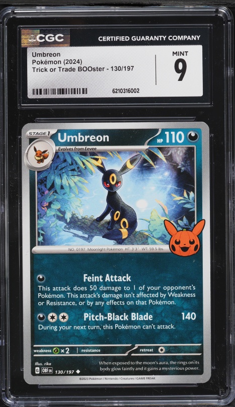 2024 Pokemon Scarlet & Violet Trick Or Trade BOOster Umbreon #130 CGC 9 MINT