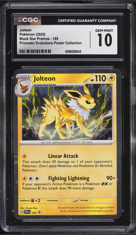 2025 Pokemon SV Promo Prismatic Evolutions Poster Collection Jolteon #169 CGC 10 GEM MINT