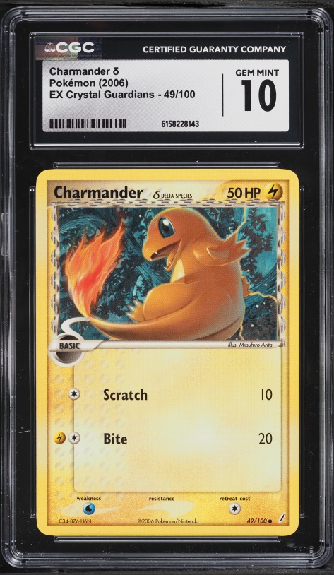 2006 Pokemon EX Crystal Guardians Charmander #49 CGC 10 GEM MINT