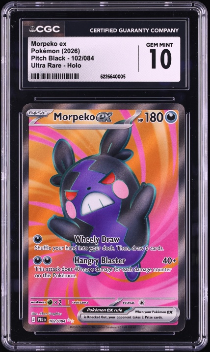 2026 Pokemon Mega Evolution Pitch Black Full Art Morpeko Ex #102 CGC 10 GEM MINT